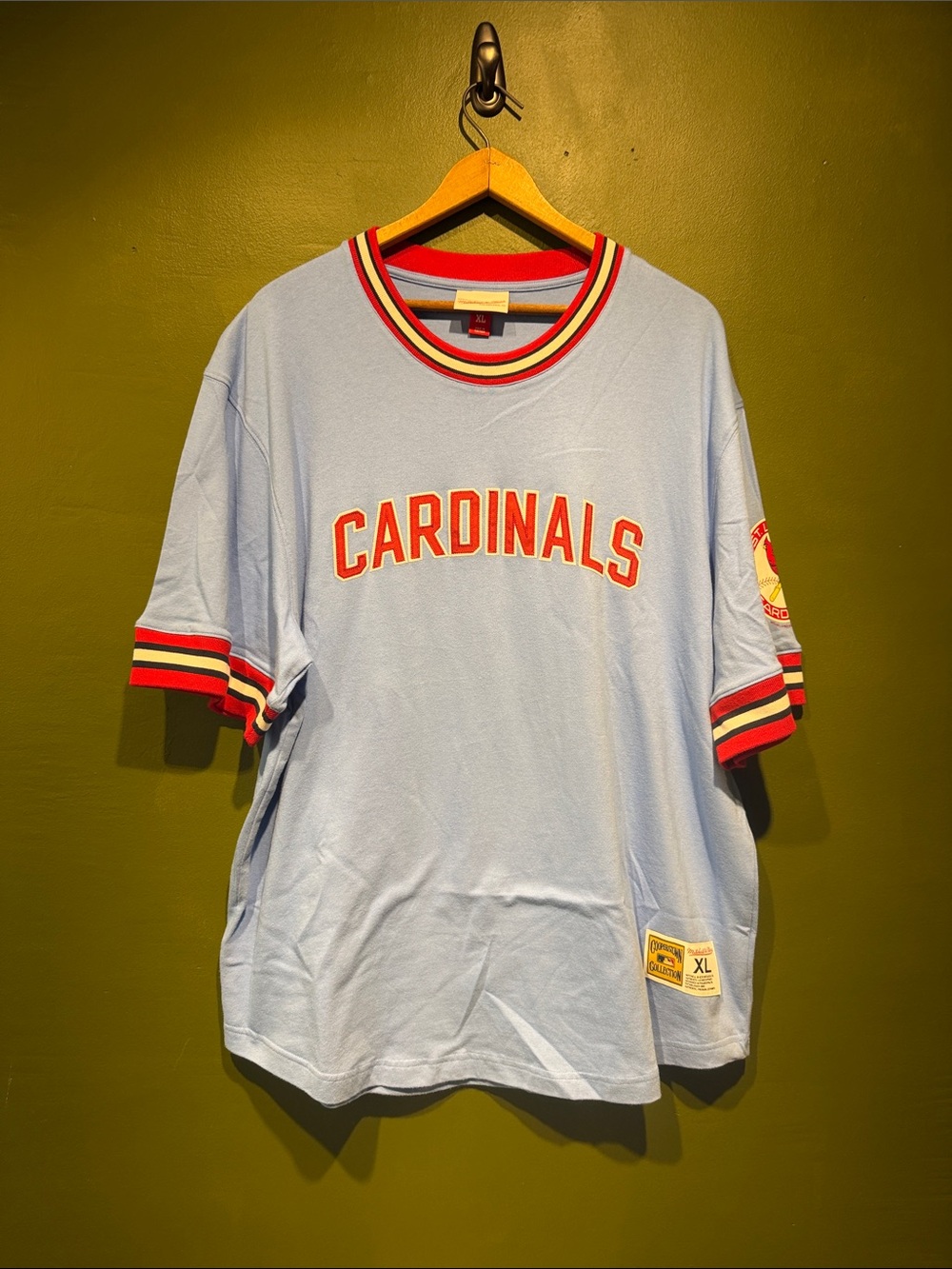 Mitchell & Ness Cardinals Light Blue Jersey Tee with Red & White Trim